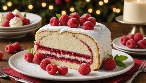 Savourez la bûche de noël glacée à la framboise : une génoise moelleuse à tomber !